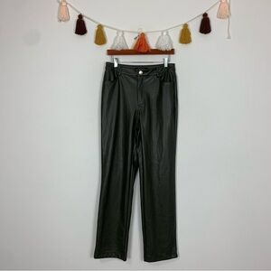 Marc New York Straight Leg Faux Leather Pants Dark Green Size 6